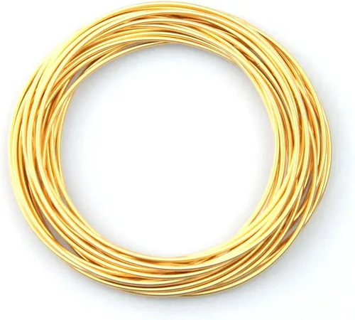 Vista 2 de Gold Guitar String Coil Bracelets Stack Stainless Steel Set Layered Thin Set of 10-60 Strings