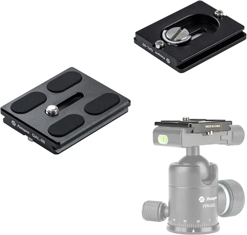Vista 5 de Fotopro Placa suiza arca de 1.969 in con tornillo de 1/4 de pulgada Placa universal de liberación rápida para cámara DSLR trípode cabeza de bola Azul