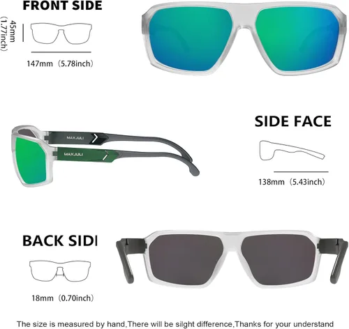 Vista 4 de MAXJULI Sports Polarized Sunglasses for Big Heads Men Women Rectangular Square Frame Glasses 82098210