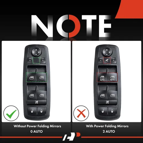 Vista 2 de A-Premium Master - Interruptor eléctrico de ventana compatible con Chrysler Town & Country y Dodge Grand Caravan 2008-2009, sin función automática