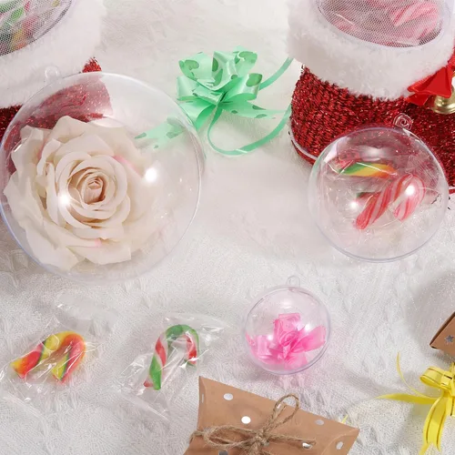 Vista 7 de MECCANIXITY 40 bolas de plástico transparente de 1.57 pulgadas para adornos de Navidad, bolas acrílicas para manualidades, árboles de Navidad