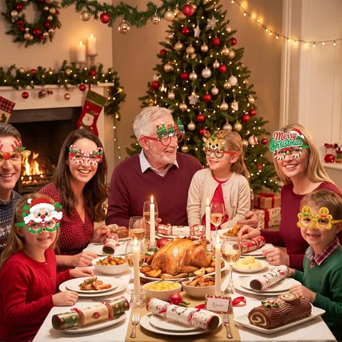 Vista 5 de Vinsot 32 anteojos de papel para fiesta de Navidad, decoración