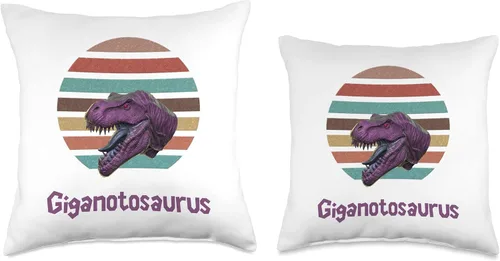 Vista 3 de Giganotosaurus Retro T rex prehistoric dinosaur Father's day Throw Pillow