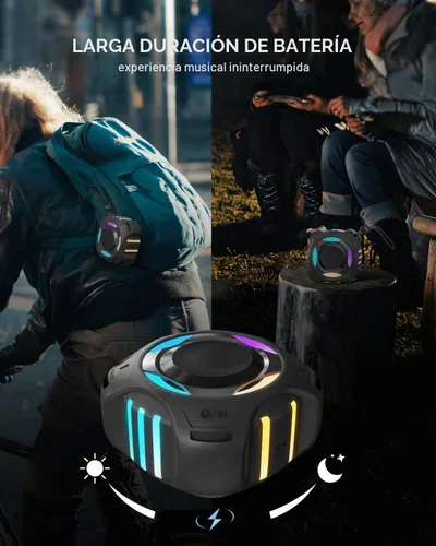 Vista 5 de Comiso - Altavoz impermeable con graves robustos, altavoz de ducha con luz dinámica, modo TWS, sonido HD fuerte, impermeable IP67, 2000mAh