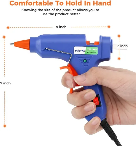 Vista 7 de Pistola de pegamento caliente con 10 barras de pegamento, kit de mini pistola de pegamento de 30 W, para uso escolar de artes y manualidades, Blanco