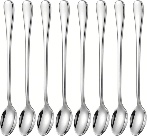 Vista 9 de Long Handle Iced Tea Spoons, 7.9" 18/10 Stainless Steel Cocktail Stirring Spoons with Thickened Ergonomic Handle, Tall Coffee & Latte Stirrers