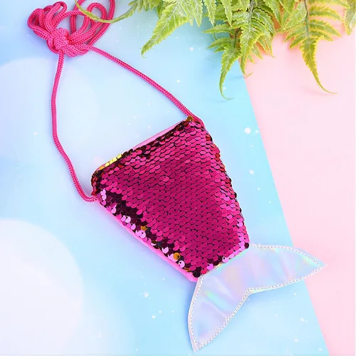 Vista 7 de ZBJBinCH Monedero con forma de cola de sirena, bolsa cruzada con lentejuelas con purpurina para mujeres y niñas, almacenamiento de monedas, Femenino