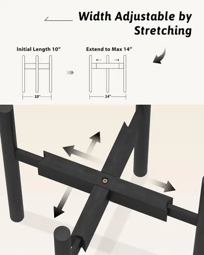 Vista 3 de GENTINGBRO Soporte ajustable para plantas de interior, soporte de bambú para plantas de 8, 9, 10, 11, 12 pulgadas, soporte de esquina pequeño