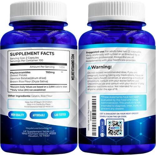 Vista 9 de We Like Vitamins Phytoceramides 700mg - 200 cápsulas totalmente naturales sin trigo y a base de plantas - Suplemento de fitoceramida - Suplemento