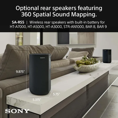Vista 2 de Sony SA-RS5 Altavoces Traseros Inalámbricos con Batería Integrada para BRAVIA Theater (BAR 8, BAR 9), HT-A7000/A5000/A3000 y STR-AN1000