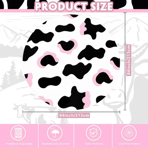 Vista 8 de Oudain - Juego de 3 manteles de plástico con temática de vaca vaquera rosa