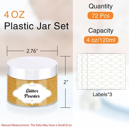 Vista 30 de PeacePeo Tarros de plástico con tapas, recipientes de slime de 4 onzas, 72 frascos de plástico transparente vacíos, recipientes de cosméticos
