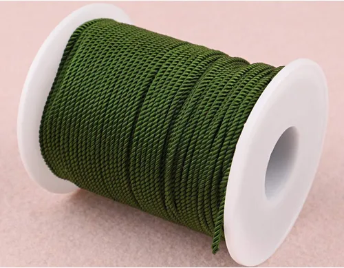 Vista 2 de Cuerda de nailon trenzado de 3 capas para jardinería, manualidades, fabricación de pulseras (0.059 in-164 pies, verde militar)
