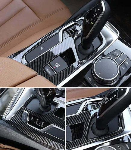 Vista 4 de YIWANG Cubierta de panel de palanca de cambios para consola central de automóvil ABS cromada, 1 unidad para BMW Serie 5 G30 2017 2018 Accesorios