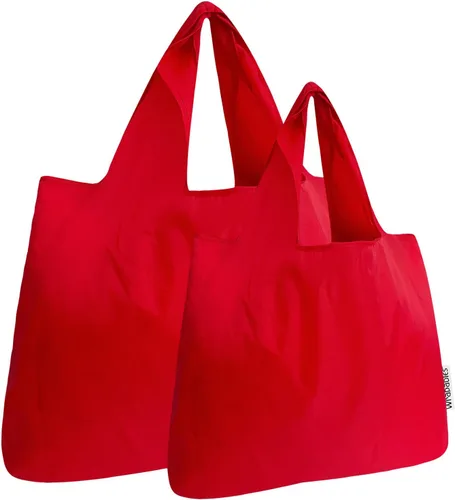 Vista 10 de allydrew Bolsas de comestibles reutilizables de nailon plegables grandes y pequeñas, juego de 2