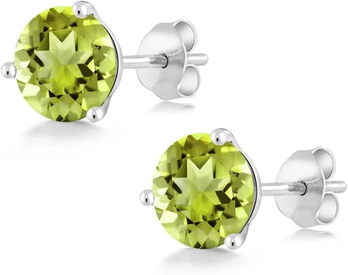 Vista 69 de Gem Stone King Aretes de oro de 14 quilates, 0.236 in, piedra natal redonda, Martini, 3 puntas, aretes de oro para mujer