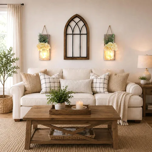 Vista 12 de Decoración rústica de madera para colgar en la pared con tira de luces LED para sala de estar y dormitorio modernos, estilo campestre inspirador