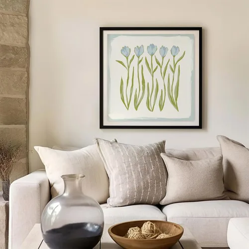 Vista 4 de Imágenes de flores en acuarela, arte de pared de flores de tulipán, impresión botánica moderna, elegante póster floral de mercado, arte de pared