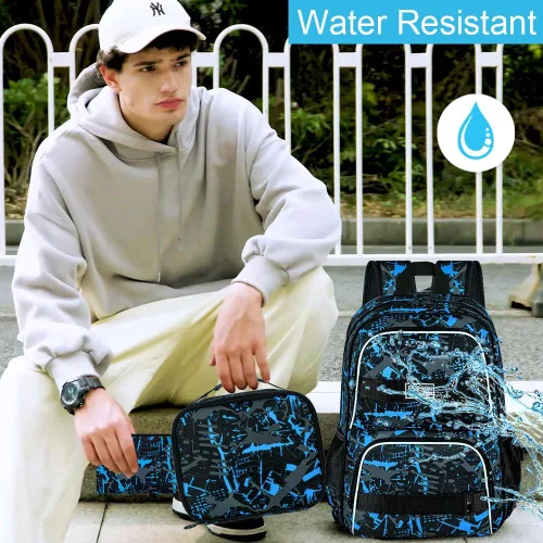 Vista 6 de Mochila para laptop, 16 pulgadas, bolsa escolar y bolsa de almuerzo, mochilas resistentes al agua para adolescentes, niñas, mujeres, estudiantes