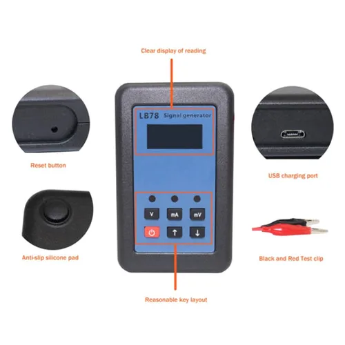 Vista 5 de LB78 Generador de señal de pantalla LCD, 4-20mA/0-10V/mV Resistencia Medidor de voltaje de corriente Voltímetro Fuente de voltímetro Calibrador