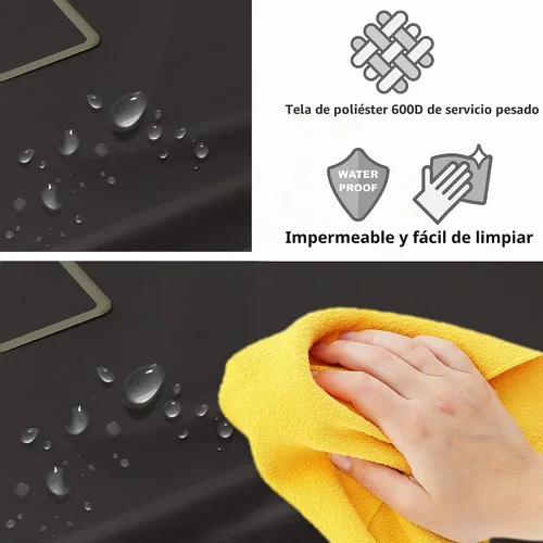 Vista 6 de Simple Houseware - Carrito rodante clasificador de ropa sucia con 4 bolsas, color marrón Bolsas extraíbles y ruedas con cerradura