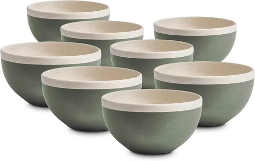 Vista 9 de Stone Lain Serenity - Juego de platos de cerámica, 4 cuencos de ramen, gris oscuro y crema