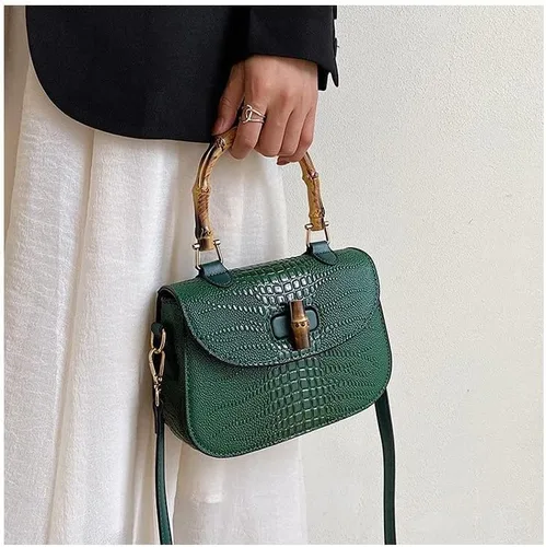 Vista 4 de Bolso de mano de cuero artificial de bambú con asa superior para mujer, elegante bolso de noche, regalo para mujer, hecho a mano