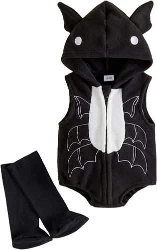 Vista 28 de Disfraz de Halloween para bebé, niño, niña, con capucha, sin mangas, overol con leggings, disfraz de Halloween Disfraz de pato verde