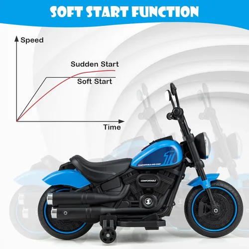 Vista 7 de Costzon Motocicleta para niños pequeños, motocicleta eléctrica alimentada por batería de 6 V con ruedas de entrenamiento desmontables, arranque