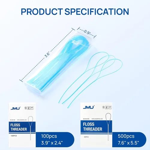 Vista 5 de JMU 100 unidades de enhebrador de hilo dental, enhebrador de hilo dental para aparatos ortopédicos, puentes, implantes, retenedores permanentes, 50