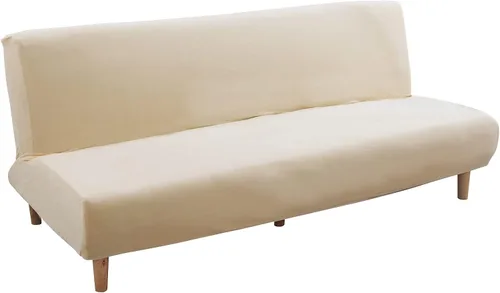 Vista 31 de MIFXIN Funda plegable para futón sin brazos, tela elástica y lavable, protector de muebles para sala de estar, niños y mascotas (beige amarillo)