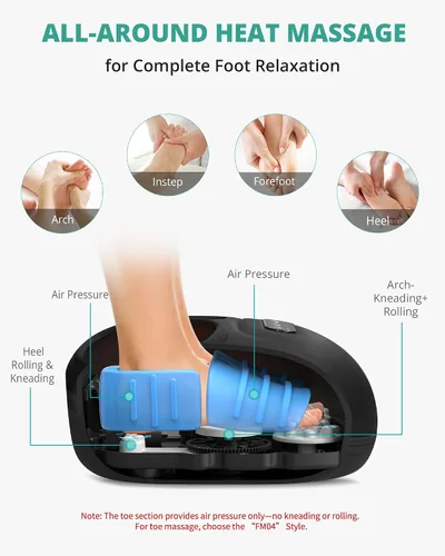 Vista 4 de Medcursor máquina masajeadora de pies con calor, rodamiento, amasado profundo, masajeador de pies shiatsu para proporcionar alivio del dolor, pies
