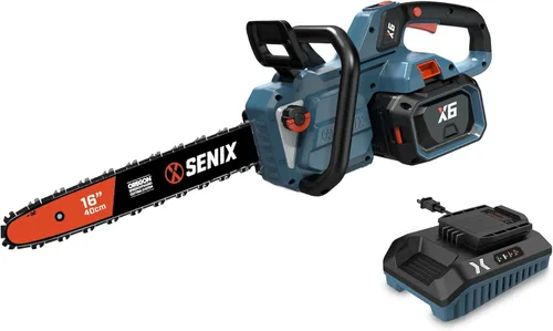 Vista 10 de SENIX Motosierra eléctrica de 40 V y 14 pulgadas, motosierra inalámbrica a batería, motosierra sin escobillas, incluye baterías de 2 x 4 Ah