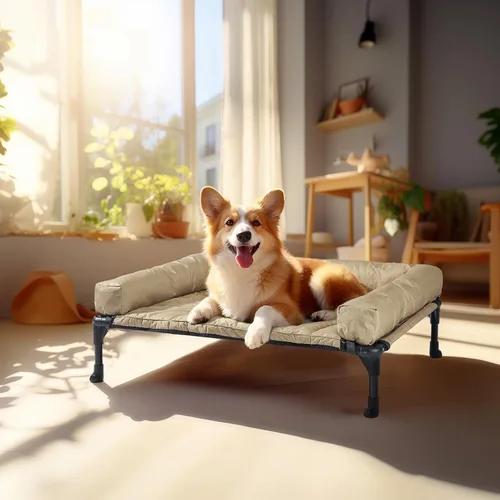 Vista 7 de Veehoo Cama Elevada Refrescante para Perro Añade Cojín Bolster Extraíble Impermeable Alfombrilla, Cuna Elevada para Mascotas con Malla Teslin