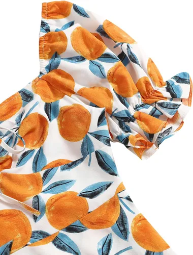 Vista 4 de Floerns Vestido Corto de Verano para Mujer con Cordón Cuello Corazón Manga Abombada Línea A