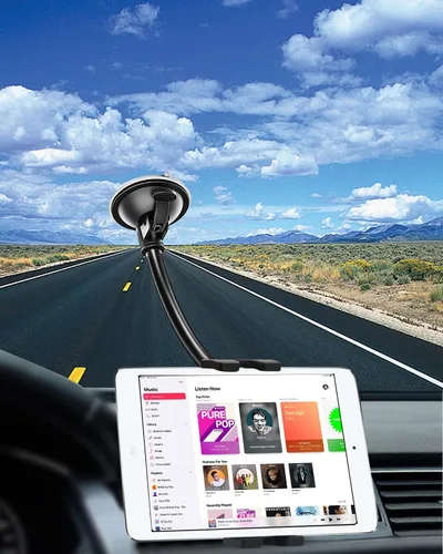 Vista 2 de Soporte para tablet para parabrisas de automóvil, ventana de coche/camión, con ventosa de brazo largo, compatible con iPad Pro/Air/Mini, Galaxy