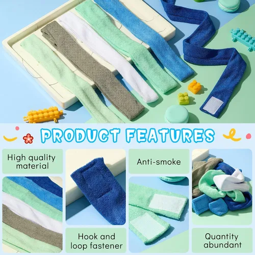 Vista 2 de Henoyso Paquete de 12 collares sensoriales masticables para niños, tela de rizo suave, juguetes de dentición motora, para niños y niñas, joyas