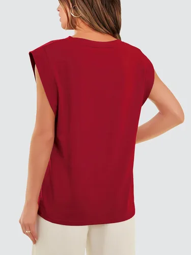 Vista 5 de WIHOLL Camisetas de manga casquillo para mujer, camisetas básicas de verano, estilo casual, ajuste holgado, moda 2024