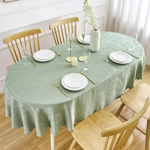 Vista 27 de Mantel Redondo Aqua Jacquard Pequeño de 40 Pulgadas, Manteles para Mesas de hasta 26" de Diámetro, Impermeable, Lavable, Sin Arrugas, Tela Suave