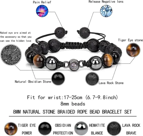 Vista 4 de Vinswet Pulsera con texto en inglés "I Love You in 100 Languages para hombres, marido, papá, hijo, novio, hermano, nieto, abuelo, tío, ajustable