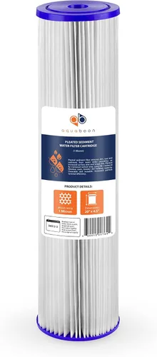 Vista 8 de Aquaboon Cartucho de filtro de agua de sedimento plisado para toda la casa, 1 micrón, repuesto de filtro de pozo de 20 x 4.5 pulgadas, compatible