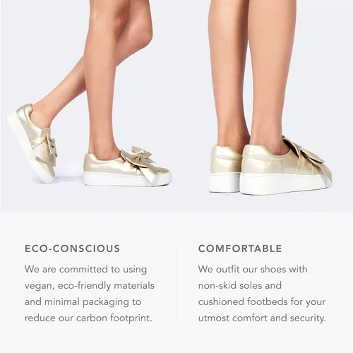 Vista 4 de J. Adams - Tenis de plataforma sin cordones con diseño de moño, cómodos y de punta cerrada - Wally