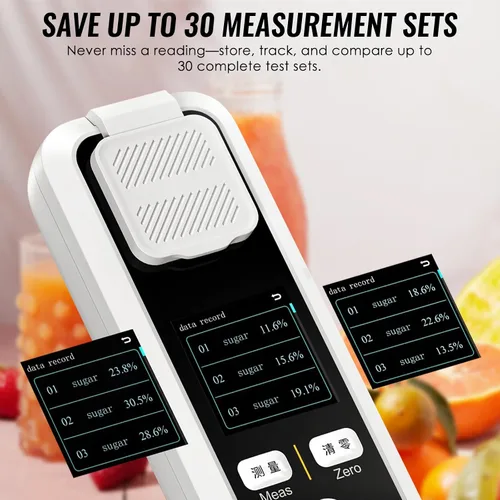 Vista 5 de Refractómetro digital Sugar Brix, medidor Brix del 0 al 32% con ATC, ± 0.2% de precisión recargable de contenido de azúcar para jugo, vino, cerveza