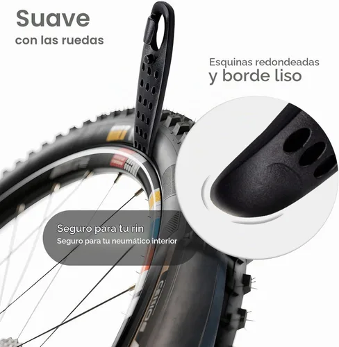 Vista 2 de Prutomr Palancas de neumáticos de bicicleta ultra fuertes, 2 juegos de reparación de neumáticos de bicicleta, juego de cucharas de plástico