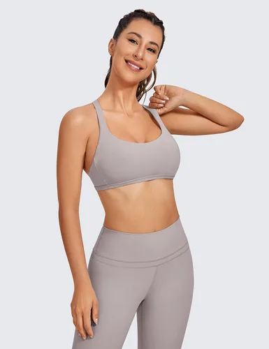 Vista 2 de CRZ YOGA Brasier deportivo con tiras cruzadas para mujer, acolchado de bajo impacto, sexy, lindo brasier de yoga para entrenamiento