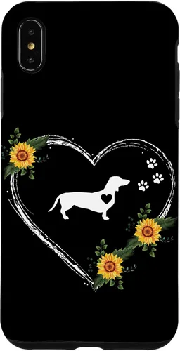 Vista 11 de Dachshund Heartbeat With Paw Prints On Black Case for iPhone 16