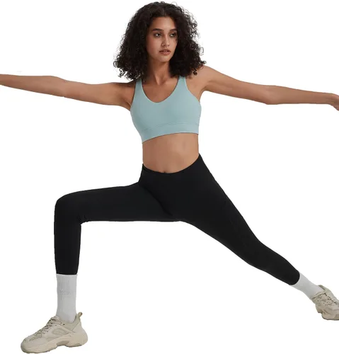 Vista 6 de Brasier deportivo para mujer, sexy, espalda cruzada, bajo impacto, acolchado, con tirantes delgados, brasier de yoga con copas extraíbles