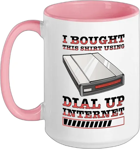 Vista 9 de 90s Nostalgia Retro 90s Dial Up Internet Vintage Ceramic Mug, Black/White