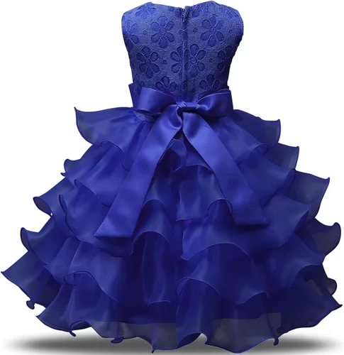 Vista 2 de NNJXD - Vestido de niña con volados y encaje, para fiesta o boda