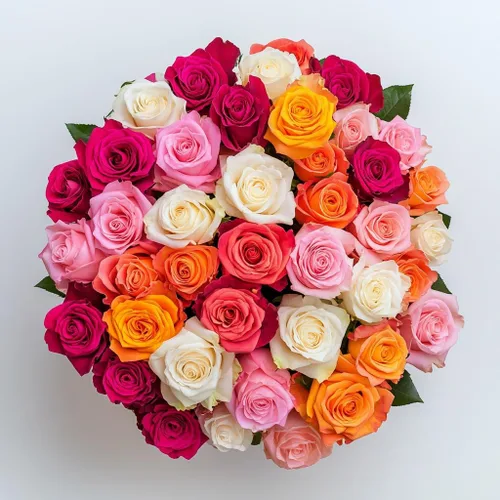 Vista 9 de GlobalRose Ramo de 50 rosas surtidas, rosas de origen responsable, flores frescas, ramo fresco de flores seleccionadas a mano para el día